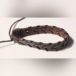 Men's bracelet‎ leather braided brown new d69